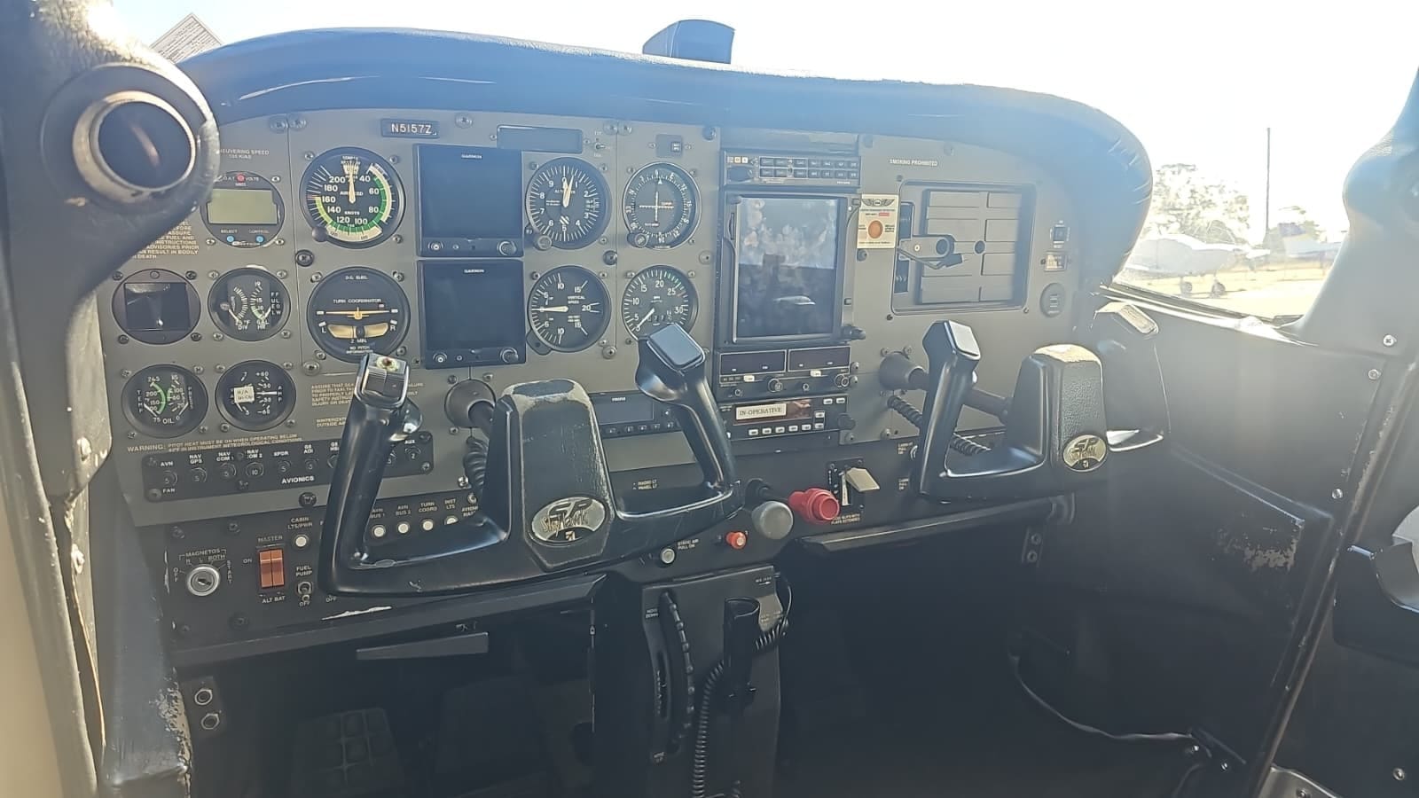 Aspire Aviation Cessna 172 N5157Z interior cockpit view with Garmin G1000 glass panel during instrument training