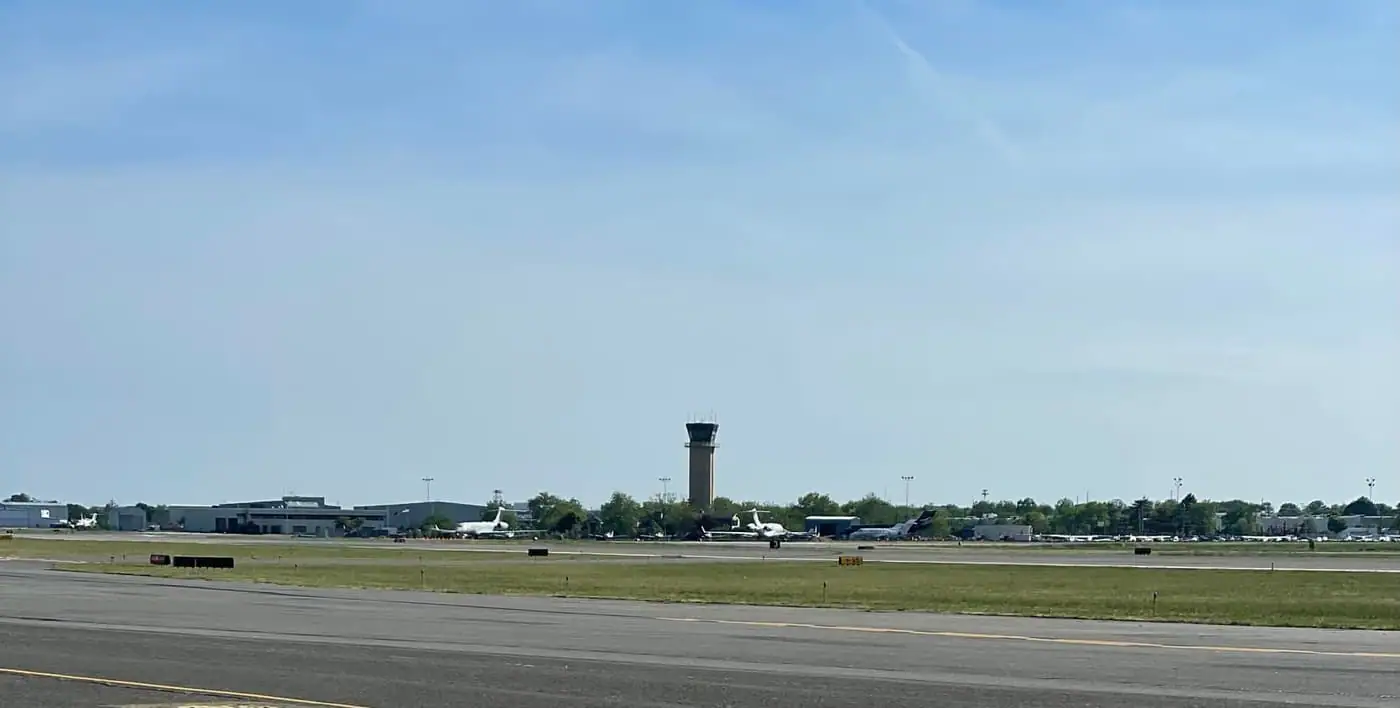 Republic Airport (KFRG) taxiway and control tower